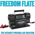 Freedom Flate 12V Dual Cylinder Auto Air Compressor & Freedom 4 WAY Inflate Deflate Kit (BLACK)