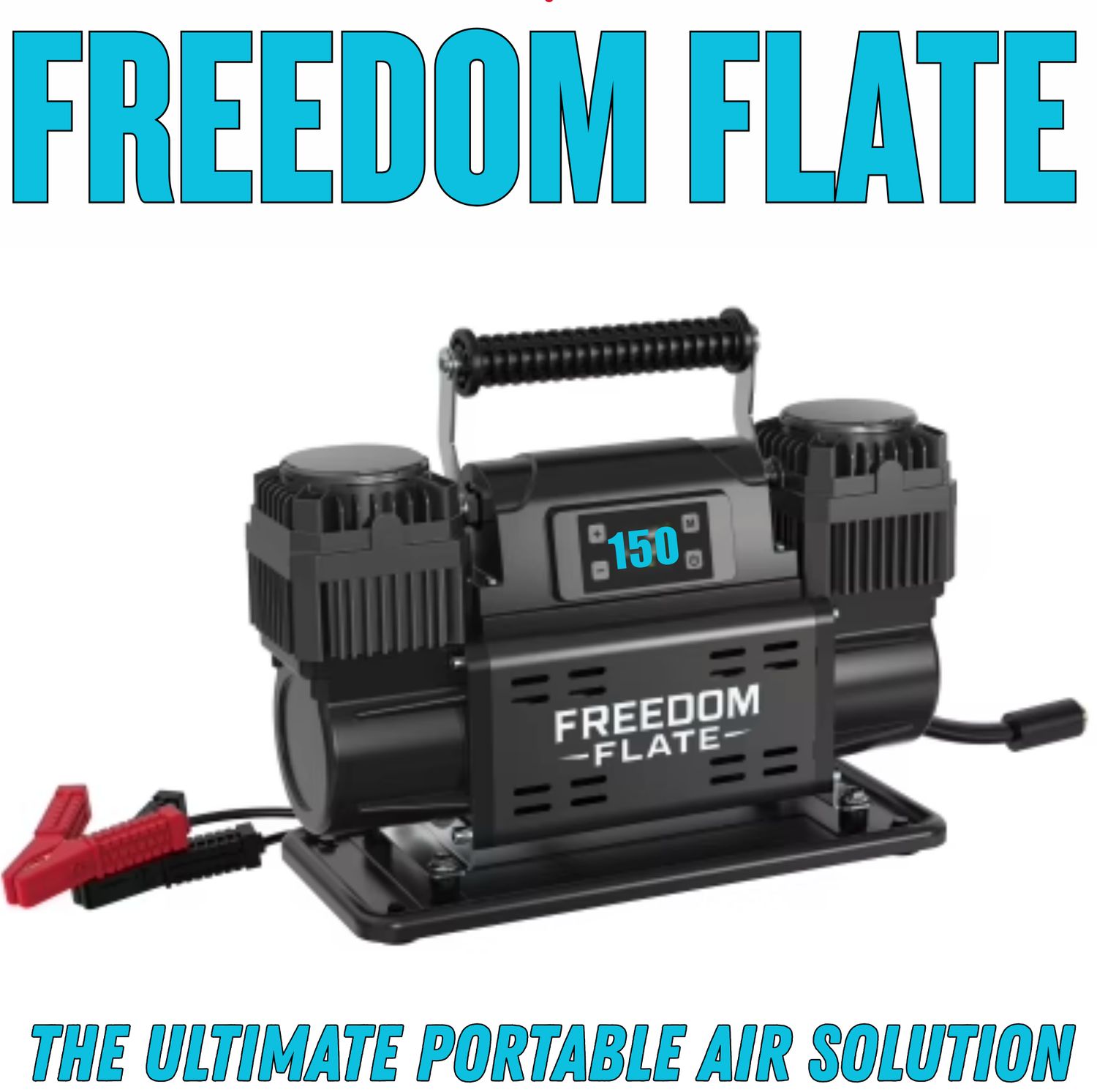 Freedom Flate 12V Dual Cylinder Auto Air Compressor & Freedom 4 WAY Inflate Deflate Kit (BLACK)