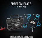 Freedom Flate 12V Dual Cylinder Auto Air Compressor & Freedom 4 WAY Inflate Deflate Kit (BLACK)