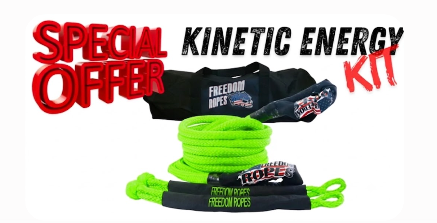 1"x30' Kinetic Energy Rope Kit with (2) 7/16" Soft Shackles and a recovery bag. BACKORDERED SHIPS IN 3-4 WEEKS